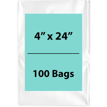 Clear Poly Bags Thickness: 4 Mil Size: 4 inch (width) X 24 inch (Height) Pack of 100 Bags